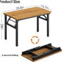 Need Office Computer Desk 35.8 Inch Sturdy Folding Laptop Table Teak