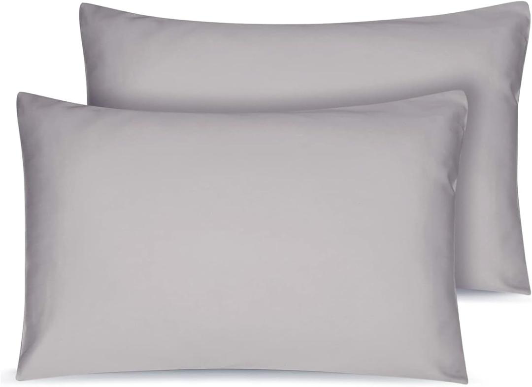 Organic Cotton Toddler Pillowcase 2 Pack, 14 x 20 Travel Pillow Case Cover for Babies, Kids, Boys and Girls, Soft and Breathable Small Pillow Cases with Envelope Closure, Light Grey
