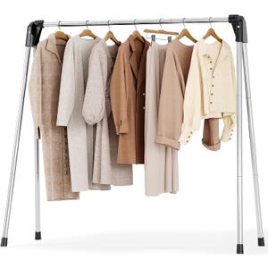 APEXCHASER Clothes Drying Rack Foldable, Stainless Steel Laundry Drying Rack Collapsible, Clothes Hanger for Sweater Baby Clothes Towel for Indoor & Outdoor, Portable Clothes Airer for Travel, 48 inch New