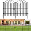 No Dig Garden Fence with Gate, Outdoor Dog Fence for Yard, 34in, 10Panels