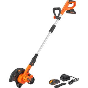 VEVOR Lawn Edger, 9-inch Large Blade, 20 V Battery Powered Cordless Edger Lawn Tool with 3-Position Blade Depth, Adjustable Handle, with Battery and Charger, for Lawns, Driveways, and Sidewalk Edges