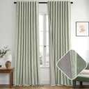MIULEE Sage Green 100% Blackout Linen Curtains 108 Inch 2 Panels Set Double Sided No Coating Pleated Back Tab Black Out Extra Long Thermal Insulated Pinch Pleat Bedroom Living Room Darkening Drapes