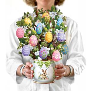 Freshcut Paper Pop Up Cards, Easter Egg Tree, 12 Inch Life Sized 3D Popup Greeting Card, Easter Cards, Thinking of You Card, Mother's Day Card, Blank Notecard & Envelope