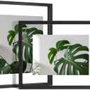 Egofine 11x14 Floating Frames Set of 2, Double Plexiglass Picture Frame, Made of Solid Wood Display Any Size Photo up to 11x14, Wall Mount or Tabletop Standing, Faded Black