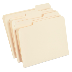 Staples File Folders, Letter Size, 1/3‑Cut Tabs, Assorted Positions, Manila, Durable Paper Stock, 100/Pack