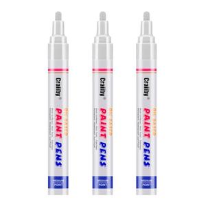 White Paint Markers, 3 Pack Oil-Based Waterproof Quick Dry Permanent Paint Pen Set for Rocks Painting, Wood, Fabric, Plastic, Canvas, Glass, Mugs, Metal, Tire, Stone, DIY Craft
