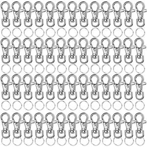 200 Pcs Keychain Hooks with Key Rings,1.38inch Metal Swivel Lobster Claw Clasps for DIY Crafts, Lanyard Making.(Claw Clasp 100pcs+Key Ring 100pcs)