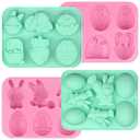 Actvty 4 Pack Easter Chocolate Molds, Bunny Half Egg Shaped Non-stick Silicone Molds for DIY Chocolate Candy Muffin Handmade Soap Cake Decoration
