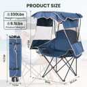 DoCred Beach Chair with Canopy Shade,Portable Folding Camping Chair with Cooler Bag & Cup Holder, Reclining Beach Loungers for Adults Outdoor Camp,Sports,Beach, Tailgates, Fishing,  Blue, Single