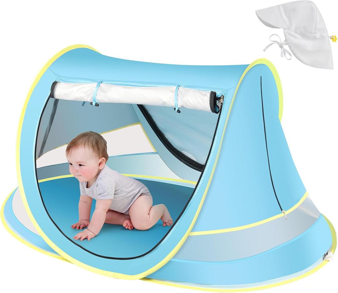 Baby Beach Tent with Baby Hat, Pop Up Toddler Travel Bed with Sun Hat for Boys or Girls, Sun Shade for Toddler Camping, Infant Portable Sun Shade, Summer Beach Baby Baby Beach Tent with Baby Hat, Pop Up Toddler Travel Bed with Sun Hat for Boys or Girls, Sun Shade for Toddler Camping, Infant Portable Sun Shade, Summer Beach Baby