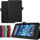 Luxury Folio Stand PU Leather Case Cover For Amazon Kindle New Fire 7 2019 2017 SR043KL 2015 HD7 SV98LN 7" (5th 7th 9th Generation, 2015 2017 2019 Release) (Black)