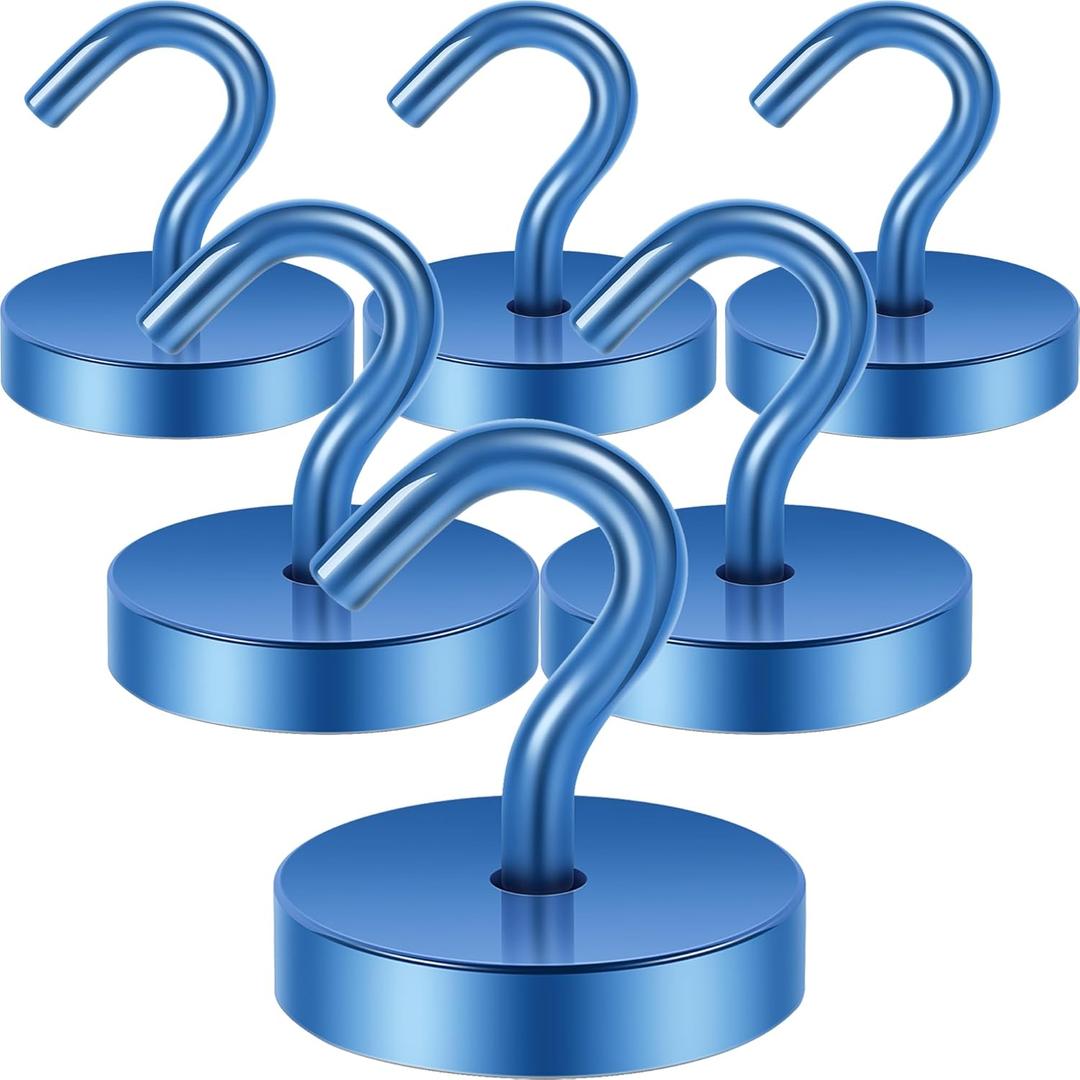 3 x Neosmuk Magnetic Hooks, Cruise Ship Essentials, 120lb+ Heavy Duty Magnetic Hooks for Cruise Cabins, Refrigerator, Grill, Hanging, and Travel | Extra Strong Must-Haves Magnet Hook,Navyblue