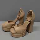 DREAM PAIRS High Heels Chunky Block Platform Heels for Women Ankle Strap Sexy Open Square Toe Heels Dressy Pumps Sandals (7, Nude)