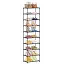 Autonomier 10 Tier Tall Shoe Rack, Non-Woven Fabrics Compact Narrow Shoe Stand Shelf, Vertical Small Space Saving Storage Organizer for Closet Floor, Front Door Entrance, Entryway, Black