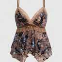 Women's Y2K Crop Tops Babydoll Lace Cami Floral Goth Sexy Ruffle Tank Tops M