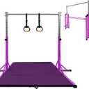 Gymnastics Kip Bar for Home Indoor Training,Horizontal Bar for Kids Girls Junior,Adjustable Arms from 3' - 5' Gym Equipment,1-4 Levels,300lbs Weight Capacity (VIOLET)