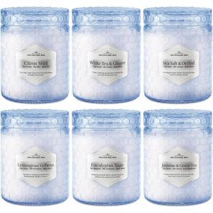 Lake Blue Candles for Home Scented, 6 Pack of 5.5 Oz Natural Soy Wax Candles in Decorative Glass, Home Aromatherapy Gifts Sets for Women Birthday Christmas Refresh & Relaxation
