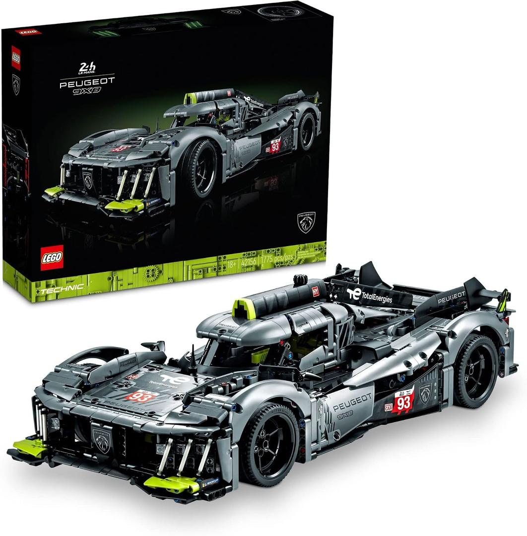 LEGO Technic Peugeot 9X8 24H Le Mans Hybrid Hypercar 42156 Collectible Race Car Building Kit for Adults and Teens, 1:10 Scale Racing Car Model, Gift for Motorsport Fans, Large