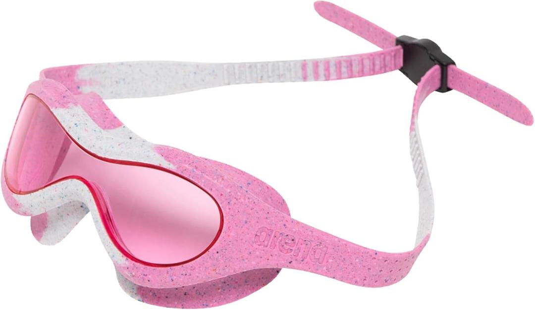 ARENA Unisex Kids Spider Swim Mask Boys and Girls Ages 2 to 5, Anti-Fog Non-Mirror Lens, Easy to Use Strap Wide View Snug Fit (Pink/Gray/Pink Recycled)