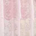 Pink Lace Shower Curtain - Vintage Shower Curtains with Attached Valance, Floral Lace Bath Curtains for Bathroom, Farmhouse Style Shabby Chic Bath Curtain Scalloped Edge, 72 x 72 Inch, 1 Panel