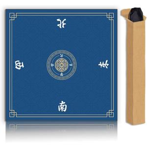 Mahjong Mat, Non-Slip Noise Reducing Game Mat, 31.5 Inch Mahjong Table Mat,Mahjong Mat with Cloth Bag and Carton Storage,Suitable for Mahjong, Dominoes, Solitaire and Other Games. (Blue), 31.5X31.5 Inches