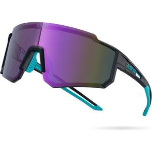 Cycling Glasses, UV400 Protection Sports Sunglasses Eyewear Baseball Running Fishing for Men Women Youth (Peacock Green)