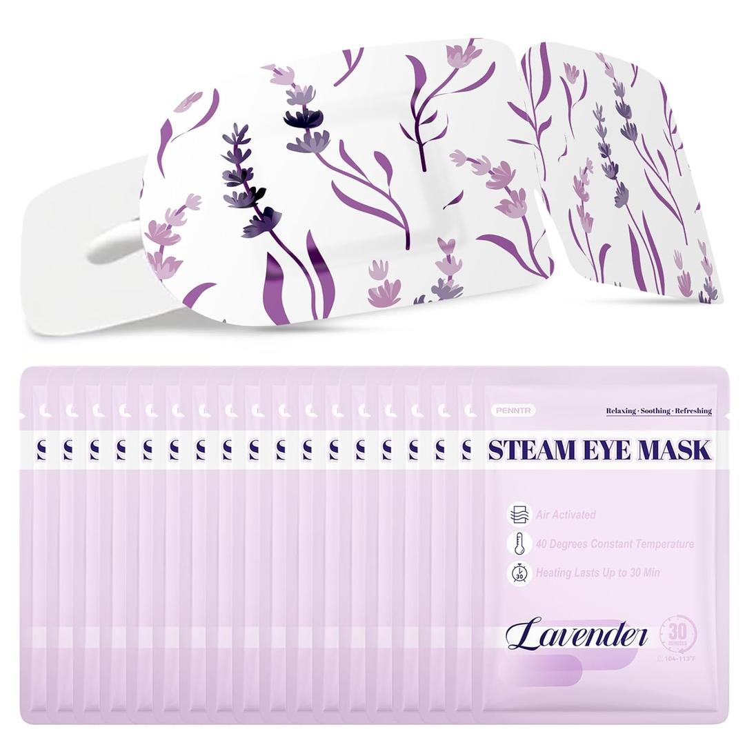 Steam Eye Mask, Heated Eye Mask For Sleep & Dry Eye Relief, Stye Eye Treatment, Warm Compress, Spa, Travel Essentials & Relaxation Disposable Eye Mask, Lavender 18 Pack