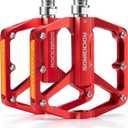 ROCKBROS Mountain Bike Pedals MTB Pedals Bicycle Flat Pedals Aluminum 9/16" Sealed Bearing Lightweight Platform for Road Mountain BMX MTB Bike (Reflective Pedals-Red)