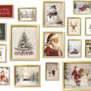 ANERZA 16 PCS Framed Christmas Wall Art Decor, Vintage Gallery Wall Frame Set Prints for Bedroom Bathroom, Winter Posters for Living Room Aesthetic, Dorm Home Artwork Collage Kit, Christmas Gifts (12"x15" Framed)