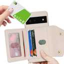 for Google Pixel 6 Case with Card Holder and Strap - Zipper Pocket,Crossbody Lanyard Strap,Credit Card Holder,Cute Phone Wallet Case for Women(Beige)