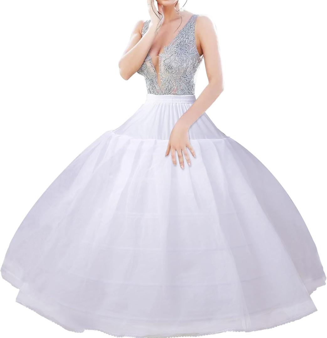 SHEJIZE Womens Petticoat Skirt Crinoline for Girls Hoop Skirt Petticoat Underskirt Half Slips (One Size, Fuller Crinoline White)