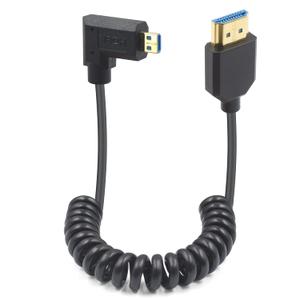 Duttek 8K Micro HDMI to HDMI Coiled Cable 8K@60Hz, 48Gbps, Right Angle HDMI to Micro HDMI 2.1 Cable for Camera, GoPro Hero, Raspberry Pi 5 4 1FT-3FT