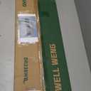 Monitor Stand with Sliding Bamboo Doors, 25 Inch Heavy Duty Wood Computer Monitor Riser, Ergonomic Desk Organizer with Storage & Keyboard Tray, Natural & white