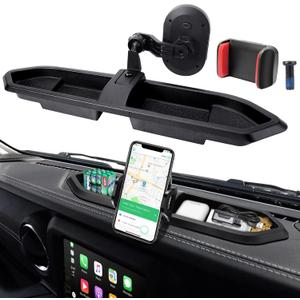 Upgraded Phone Mount for 2018 2019 2020 2021 2022 2023 Jeep Wrangler JL JLU & Gladiator JT, Multi-Mount Phone Holder Dash Tray System Kit with Extension Arm Metal Rod Don't for Oil-Electric 4xe