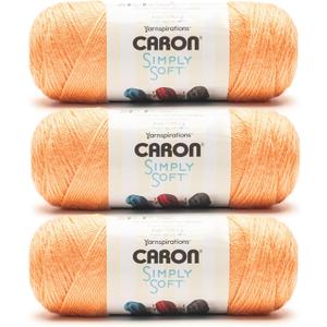 Caron Simply Soft Peach Yarn - 3 Pack of 170.1g/6oz - 100% Acrylic - #4 Worsted (Medium) - 315 Yards - Knitting/Crochet