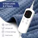 Heating Pad for Back & Period Cramps, 12"x24" Electric Heating Pad with 26" Waist Belt, 6 Heat Levels 4 Timers & 2H Auto Shut Off, Gift for Women Men Mom Dad (Blue)