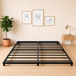 3 Inch Bed Frame Low Bed Frame Queen Floor Metal Platform Black