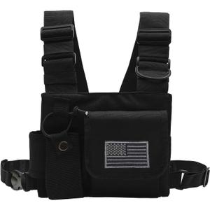 Radio Chest Harness Chest Front Single Pack Pouch Holster Vest Rig for Motorola Midland Kenwood Baofeng Retevis Walkie Talkie with Reflective Strips Shoulder