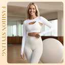 Hiball Workout Bolero Shrug Crop Top Long Sleeve Women, Sports Shrug Cropped Shirts, Cooling Shawl Arm Sleeves (White, L)