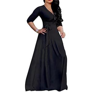 LightlyKiss Plus-Size Maxi Dresses for Women African Summer 3/4 Sleeves Beach Sundress with Pockets, Size: XL