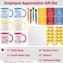 Baderke 6 Set Employee Appreciation Gifts Include Thank You Staff Mug Gift Set 12 oz Appreciation Mugs Inspirational Pens Tags for Employee Staff Team Group (Red Yellow Blue,Vivid)