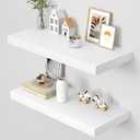 Dreamland 32" Floating Shelves for Wall, 12" Deep Thicker White Floating Shelves, Wall-Mounted Shelves for Bedroom, Living Room, Kitchen, Bathroom - Set of 2