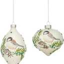 Napco Assorted 4 inch Hand-Painted Chickadee Bird Christmas Ornaments, Pack of 2 Winter Woodland Holiday Dcor