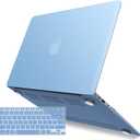 IBENZER Compatible with Old Version MacBook Air 13 Inch Case (2010-2017 Release). Models: A1466 / A1369, Plastic Hard Shell Case with Keyboard Cover for Mac Air 13, Airy Blue, A13ARBL+1A