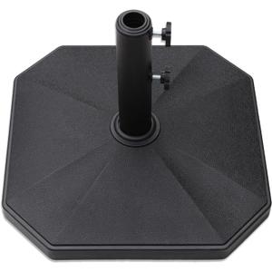 Helios&Hestia 40 lb Square Plastic Built-in Cement Outdoor Umbrella Base, Heavy Duty Concrete Stand Weight for Patio Market Table Umbrella, Black
