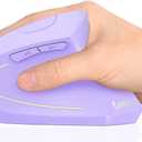 Lekvey Ergonomic Mouse, Vertical Wireless Mouse, Rechargeable 2.4G Optical Carpal Tunnel Mice with USB Receiver: 1000/1200 / 1600 DPI, 6 Buttons, for Laptop, Computer, PC, Desktop, Light Purple