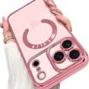 OOK Magnetic Case Made for iPhone 17 Pro Max 6.9 Inch [Compatible with MagSafe] Soft TPU Anti-Scratch Shockproof Protective Phone Cover Slim Clear Case for Women Men - Pink