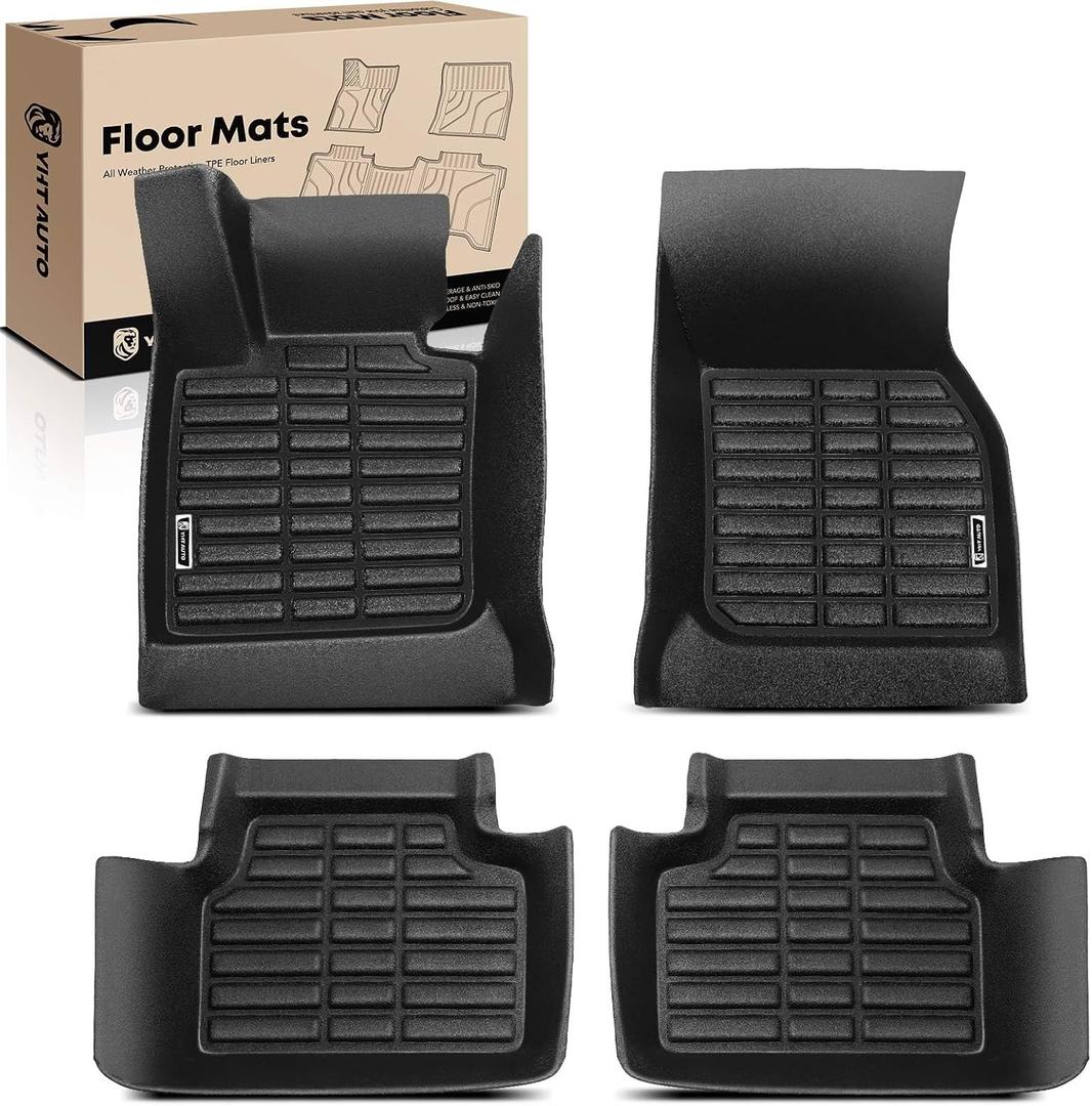 YHTAUTO Floor Mats Fit 2014-2024 Mini Cooper 4 Door, TPE Floor Liners All-Weather Protection Custom Fit, 1st & 2nd Row, Set of 4 Black