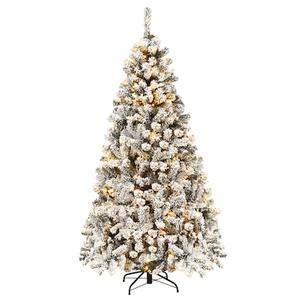 6-ft Pre-lit Flocked White Artificial Christmas Tree with White LED Lights