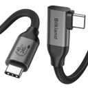 Silkland Right Angle USB 4 Cable for Thunderbolt 4 [6.6FT/2M], 40Gbps Data Sync, 8K/5K@60Hz, 240W Fast Charging, 90 Degree USB C Thunderbolt Cable, Compatible for MacBook, iPhone 17, iPad, SSD, Dock